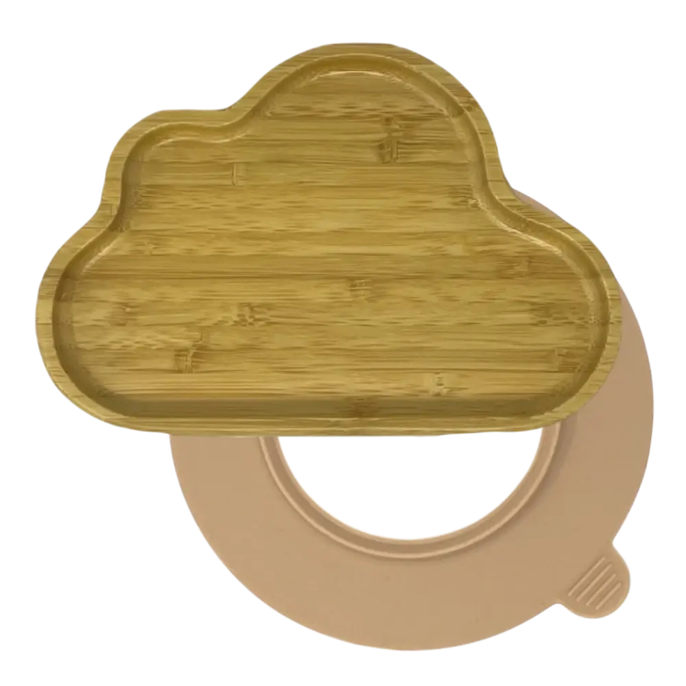 Cloud bamboo suction plate with peach base