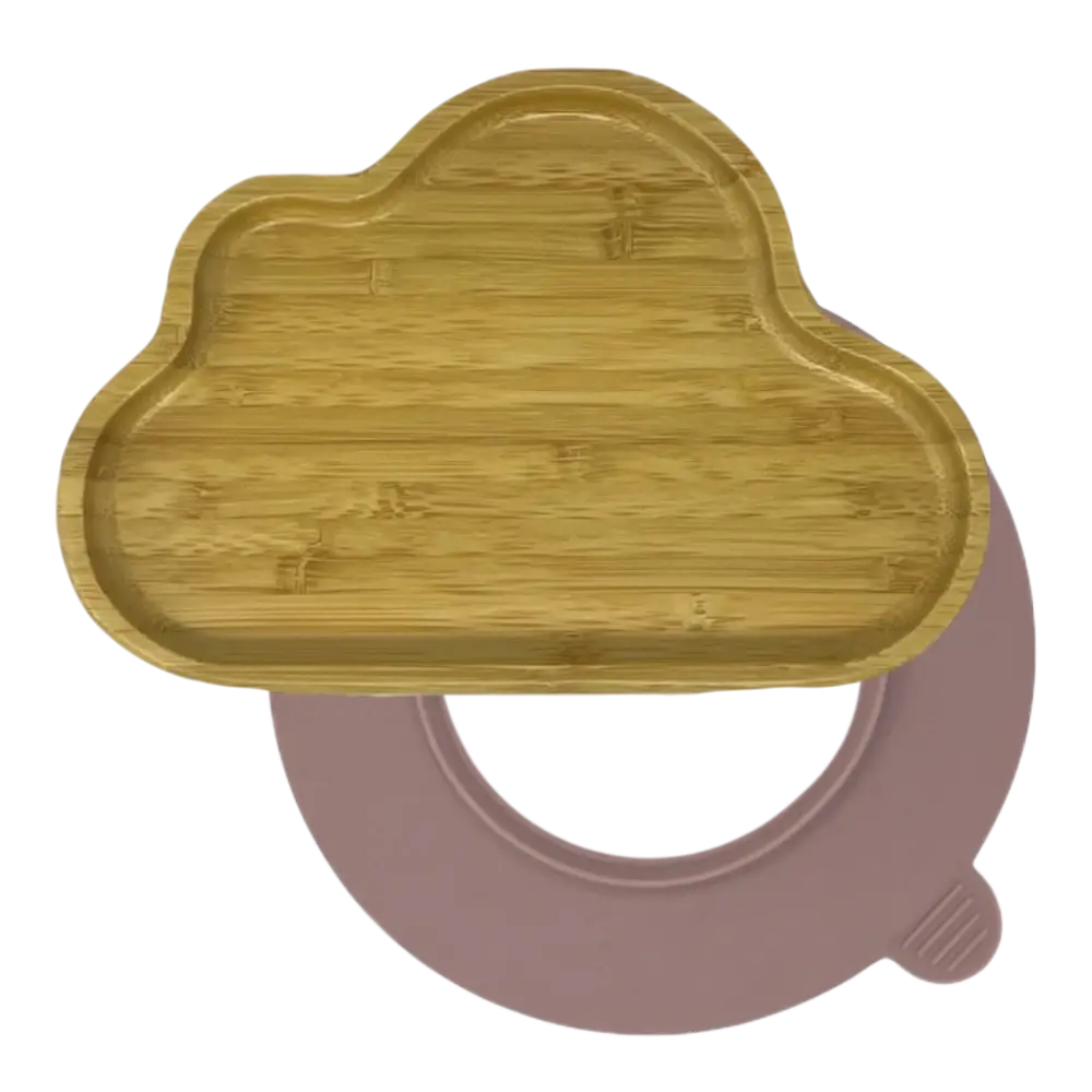 Cloud bamboo suction plate with pink base