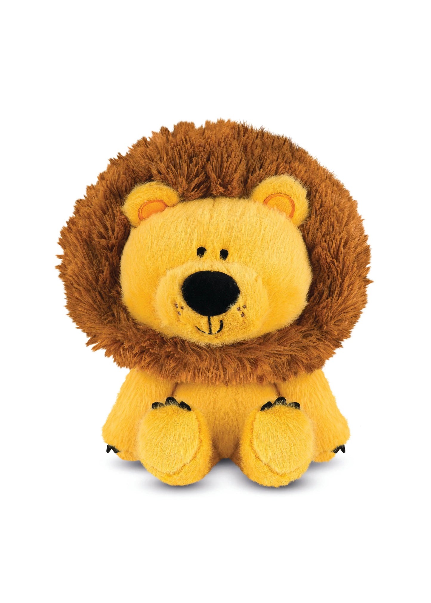 Plush lion toy on a white background