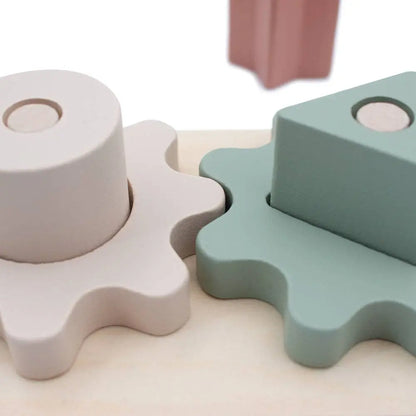 Colourful geometric blocks on a light surface