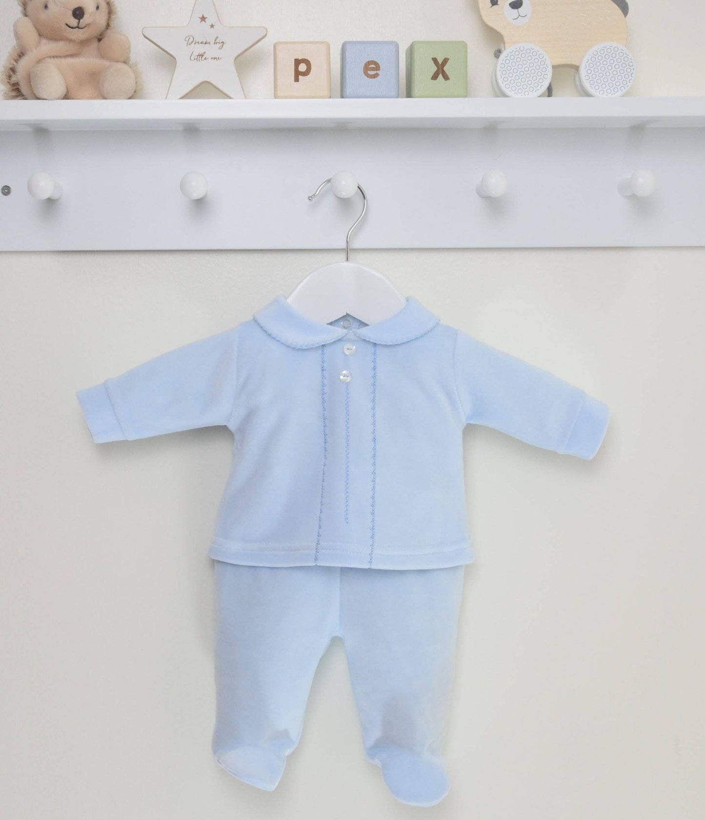 Baby Boy Blue Velour Pyjamas | For The Baby