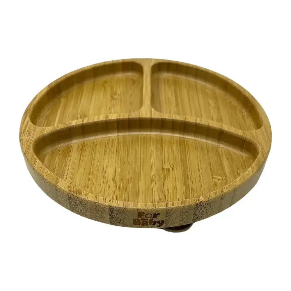 Round bamboo suction plate with curved sections for babies