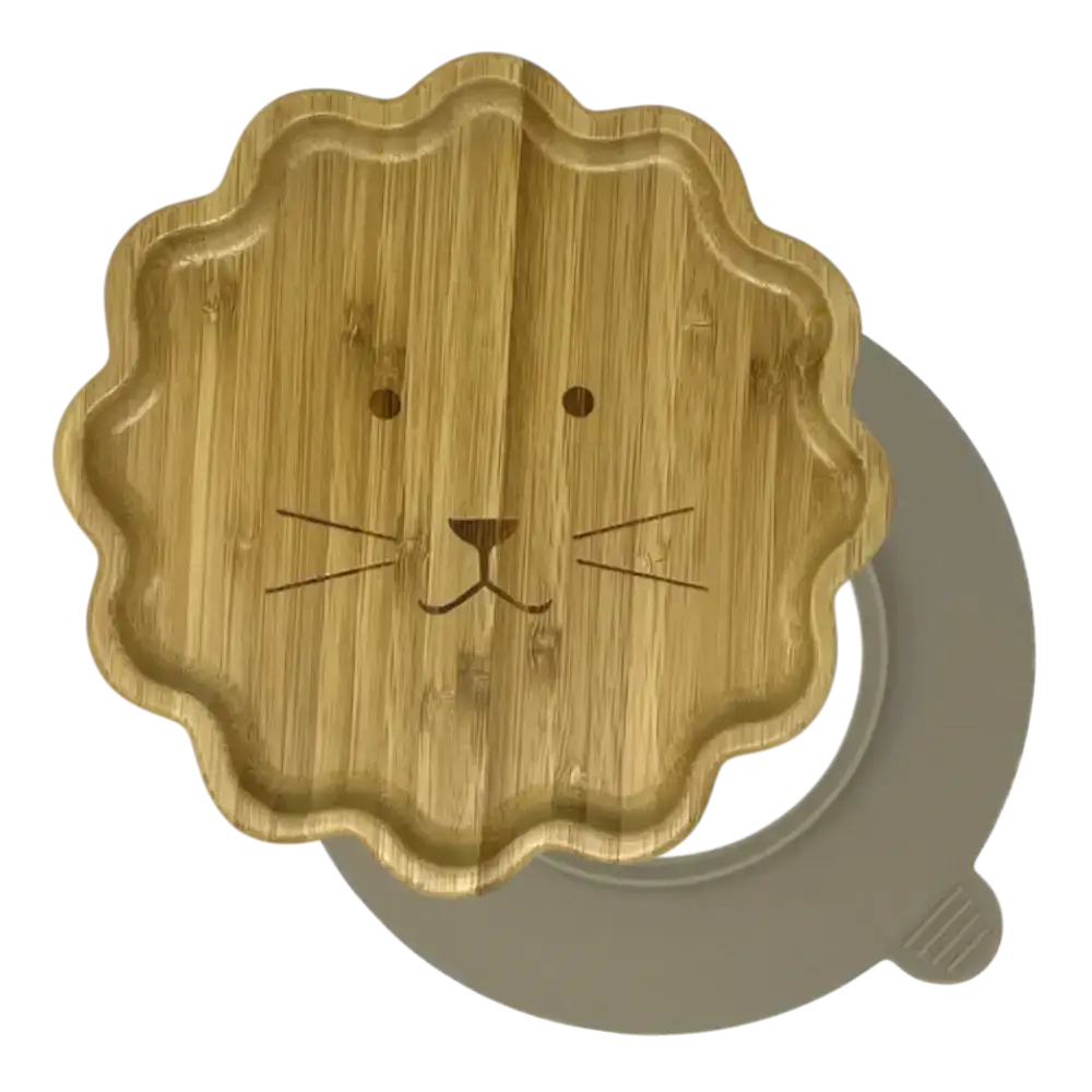 Lion bamboo suction plate with mushroom silicone base