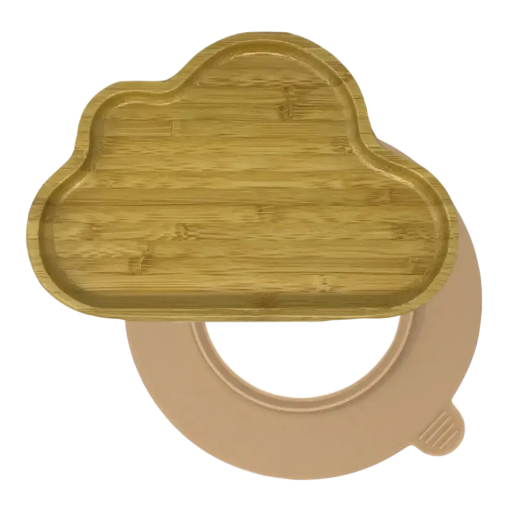 Cloud bamboo suction plate with peach silicone base