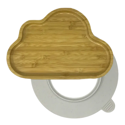 Cloud bamboo suction plate with off white silicone base