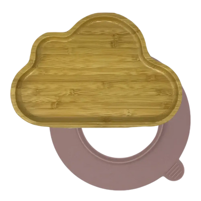 Cloud bamboo suction plate with soft pink silicone base