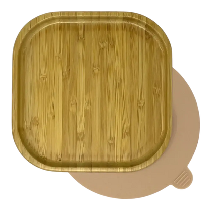 Square bamboo suction plate with peach silicone base