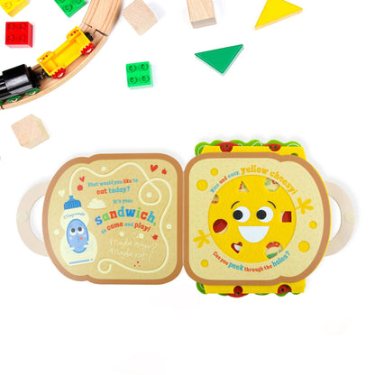 Children's book with a sandwich design on a white background