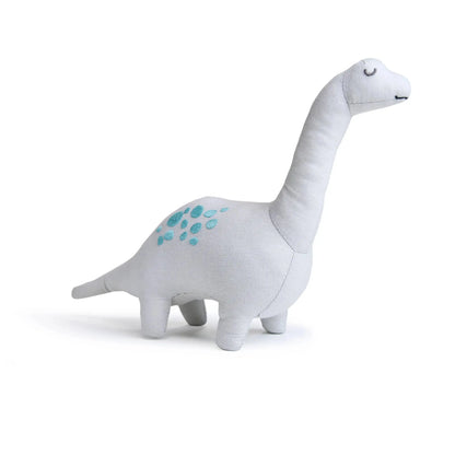Plush dinosaur toy on a white background