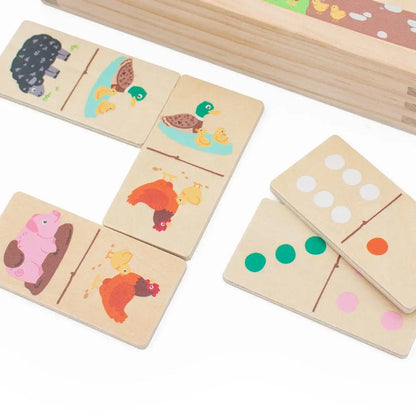 Set of wooden blocks with animal illustrations on a white background