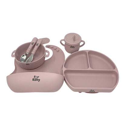 Baby silicone suction plate and bowl with strong suction base to prevent spills during mealtime.