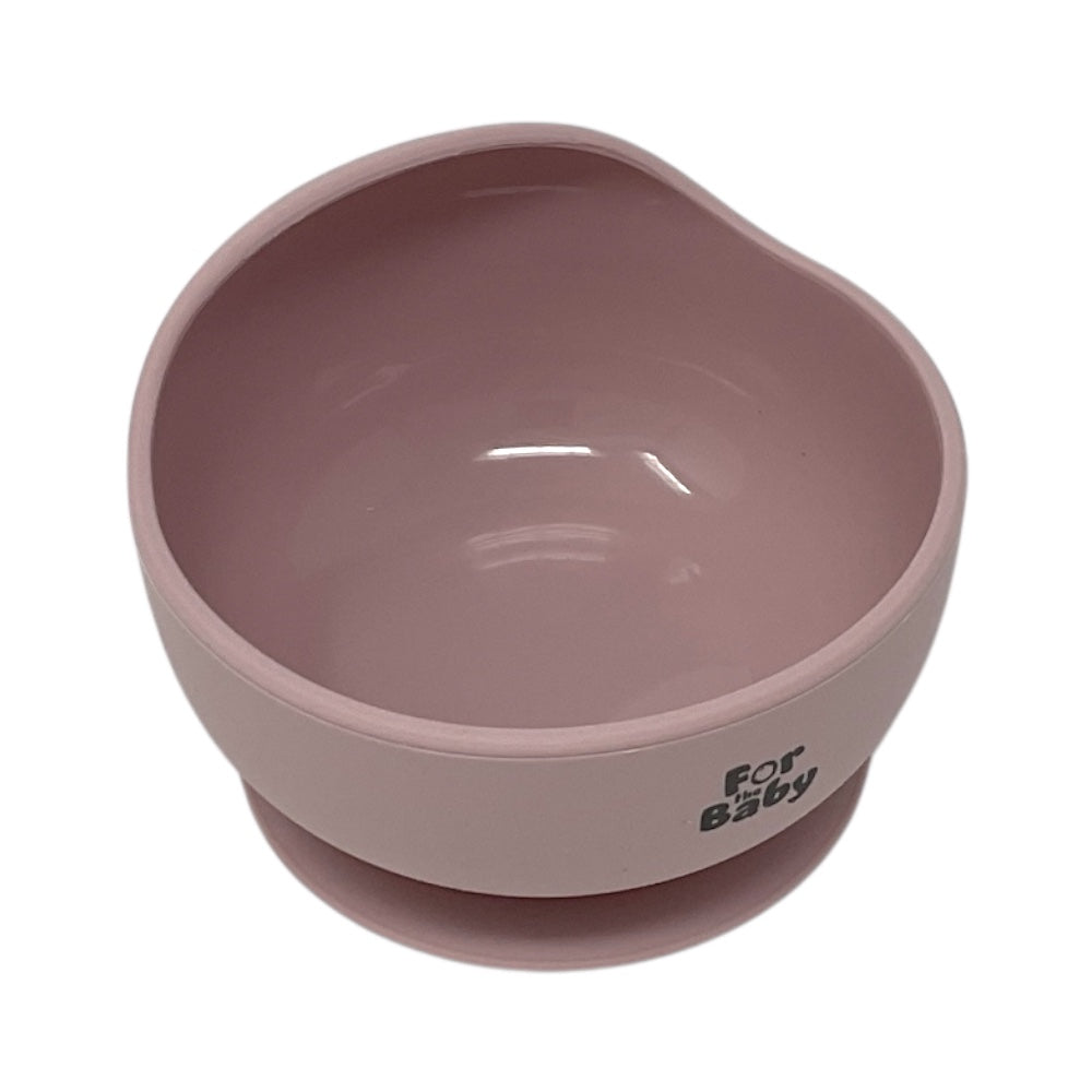 Silicone baby bowl with strong suction base to prevent spills during mealtime.