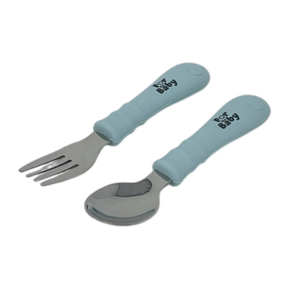 Soft silicone-handled baby cutlery set