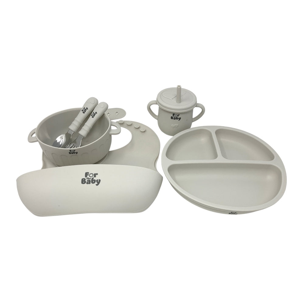 Microwave-safe, dishwasher-safe, and freezer-friendly silicone feeding set