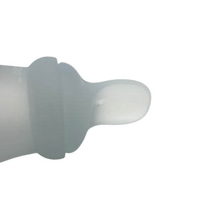 Compact and portable baby feeding bottle, ideal for on-the-go feeding of purees and soft foods.