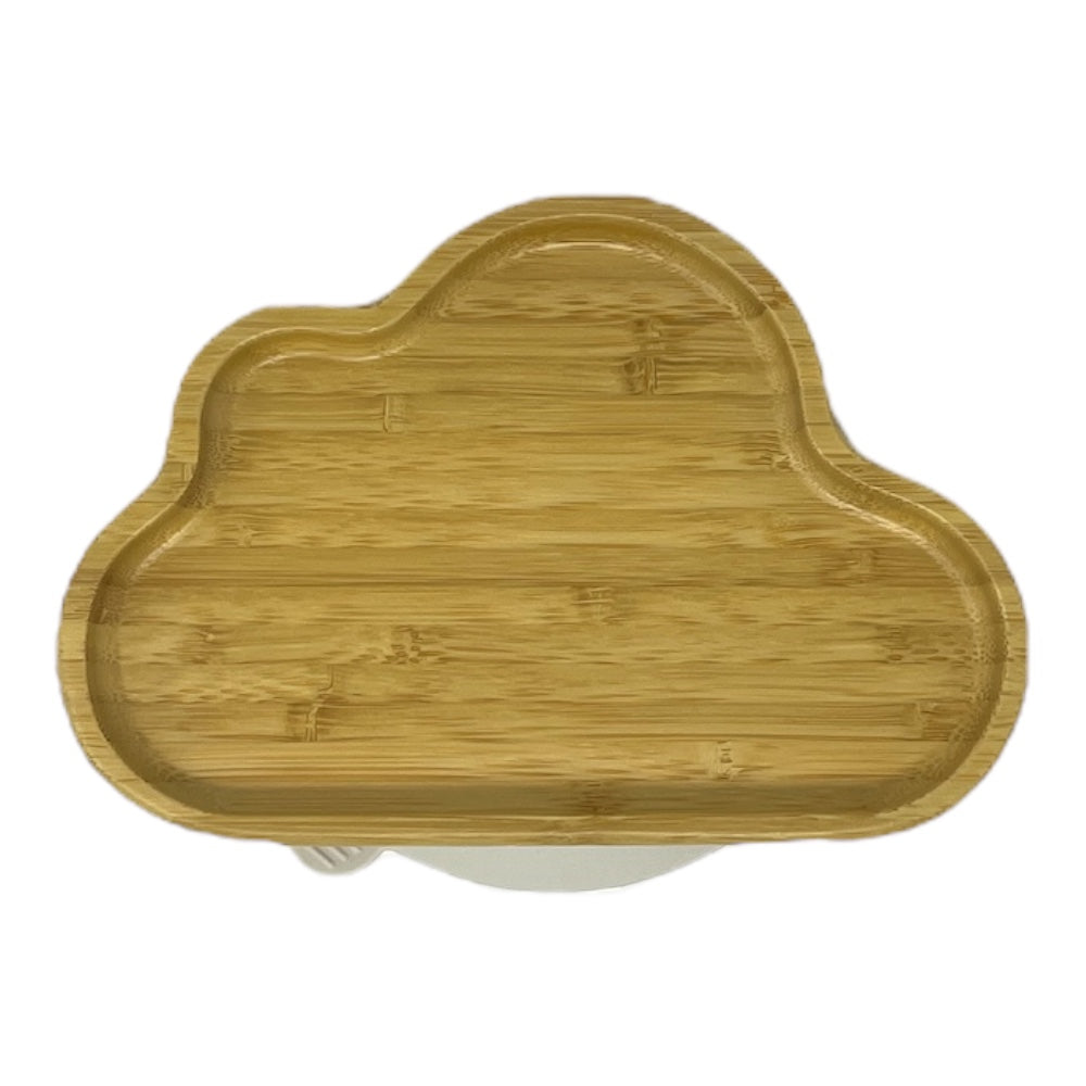 aerial shot of cloud shaped bamboo plate