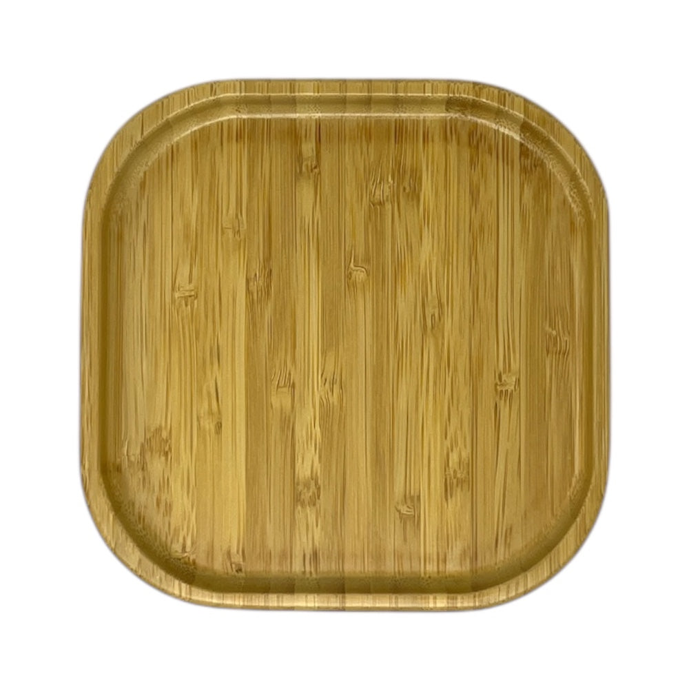 Aerial photo of square bamboo plate