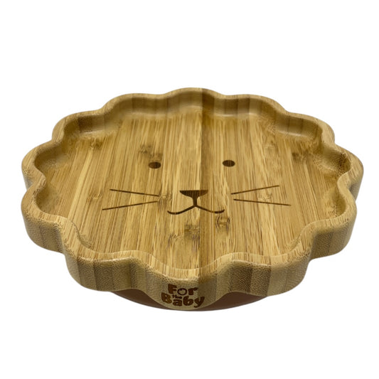 bamboo lion plate with suction