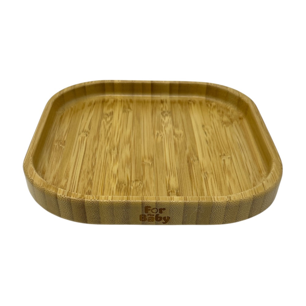 Square bamboo feeding plate with suction