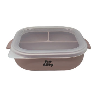 Pink silicone suction bowl with lid