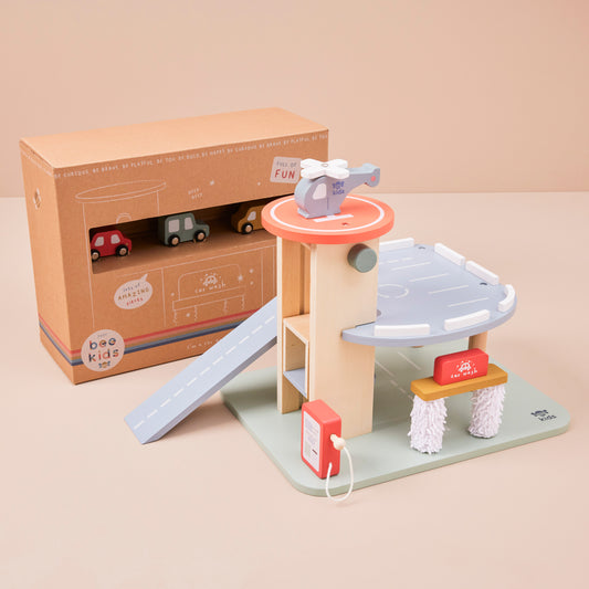 Wooden Car Garage Toy Playset