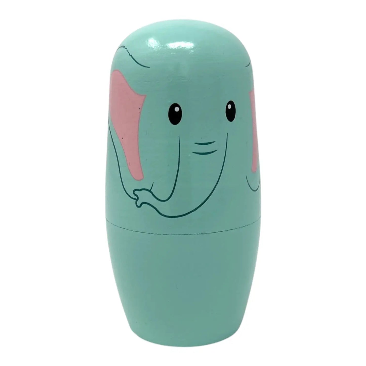 Mint green container with an elephant design on a white background