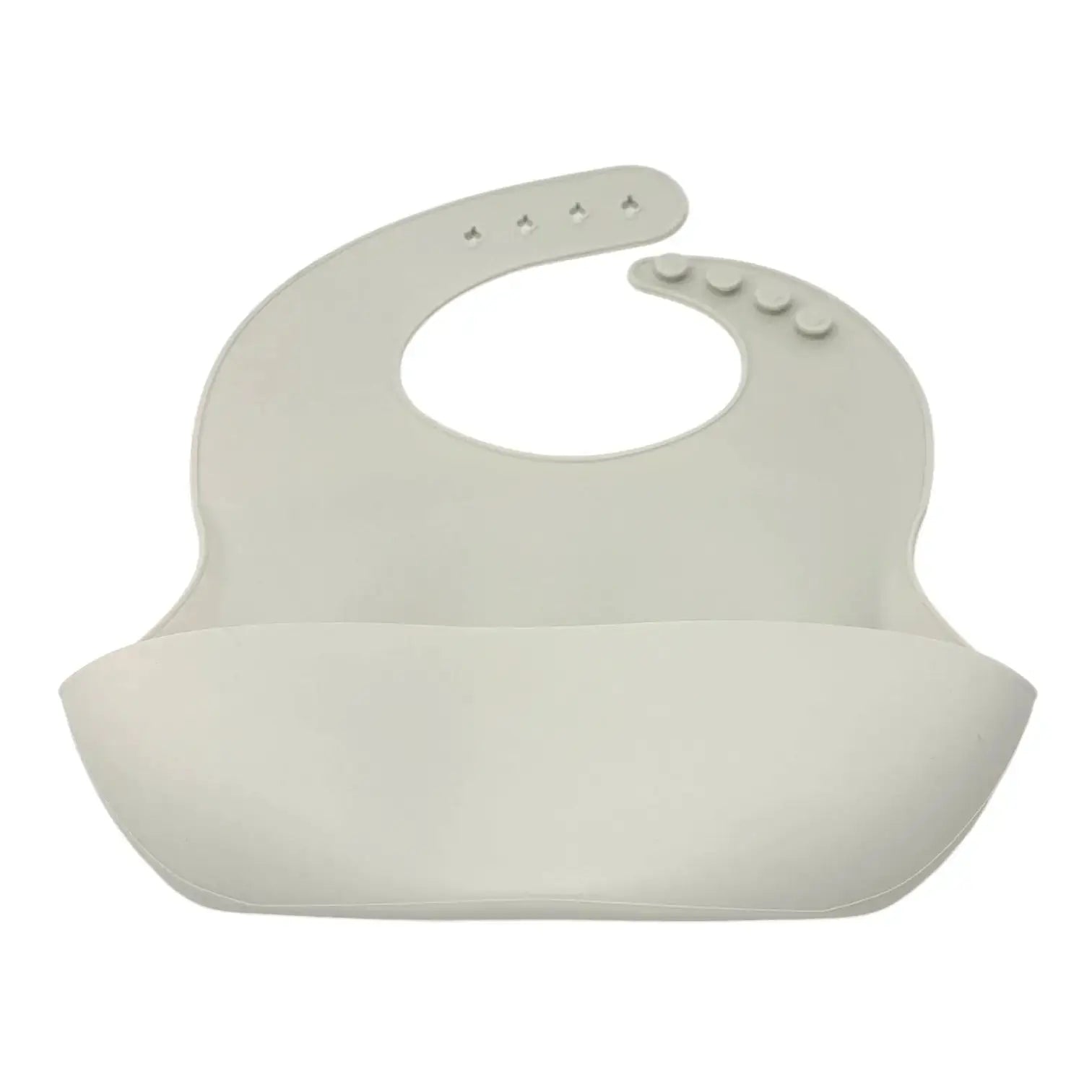 Grey silicone bib on a white background