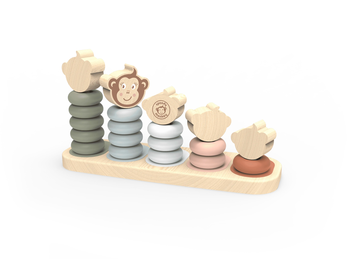 Monkey Family Stacker — Wooden Counting Toy