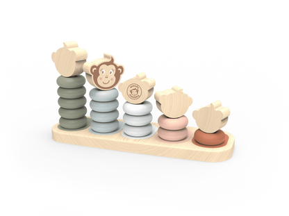 Monkey Family Stacker — Wooden Counting Toy