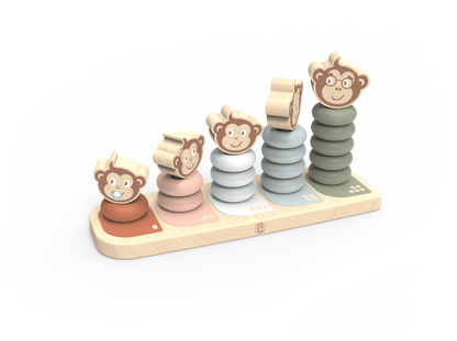 Monkey Family Stacker — Wooden Counting Toy