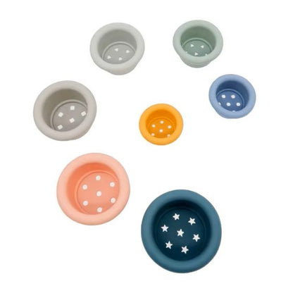 Silicone stacking cup toy laid out