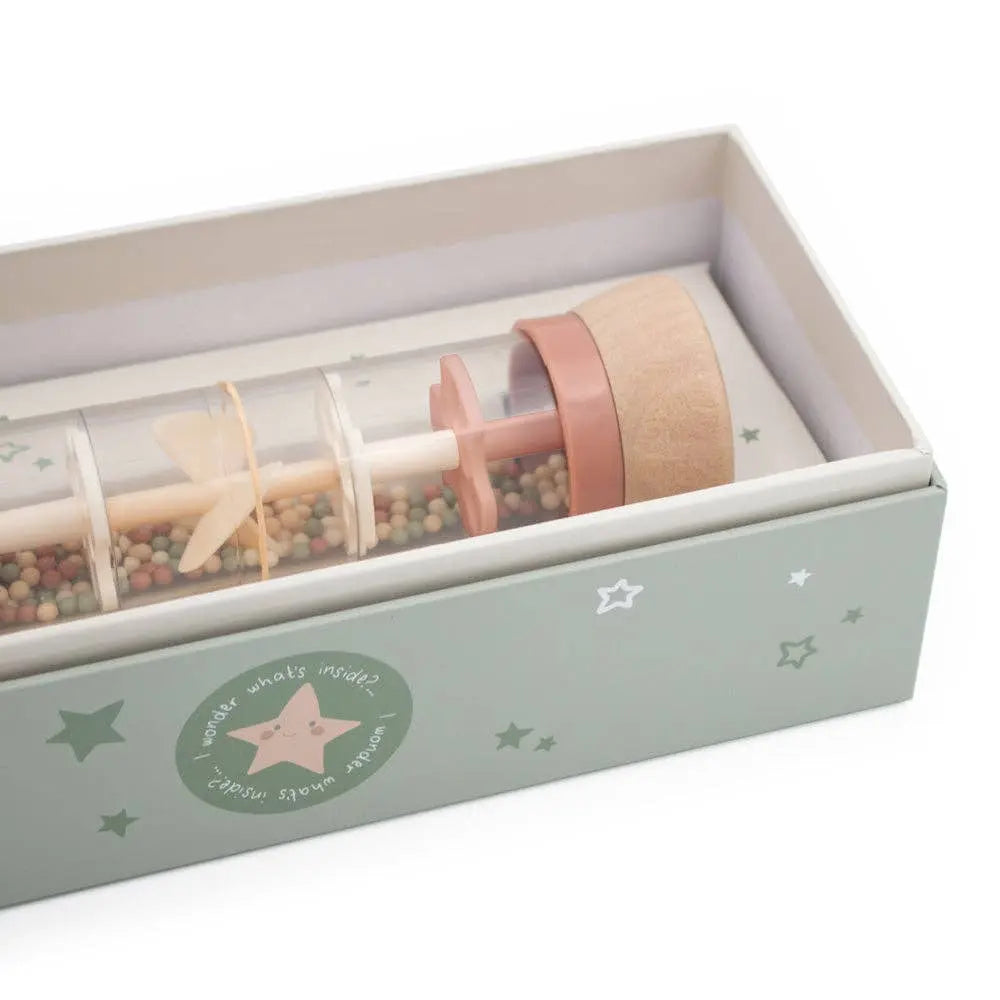 Toy with star design in a box on a white background
