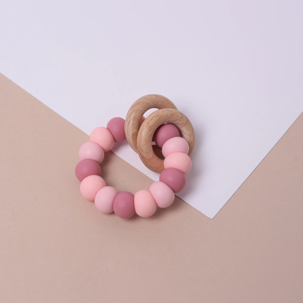 Silicone and Beechwood Baby Teether
