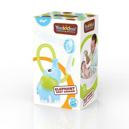 Yookidoo elephant baby shower toy packaging on a white background