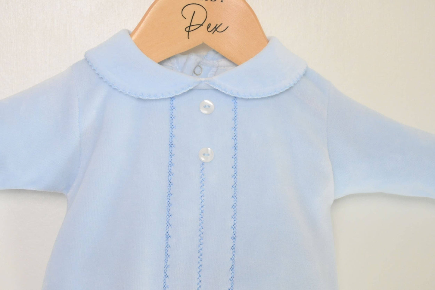 Baby Boy Blue Velour Sleepsuit | For The Baby