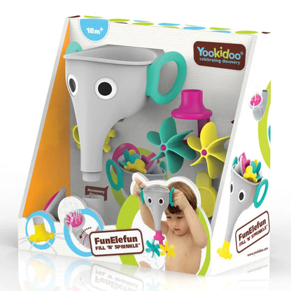 Yookidoo FunElefun Fill 'n' Sparkle toy packaging with elephant design