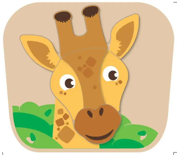 Giraffe face puzzle on a beige background