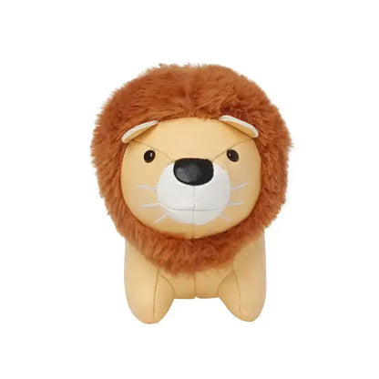 Plush lion toy on a white background