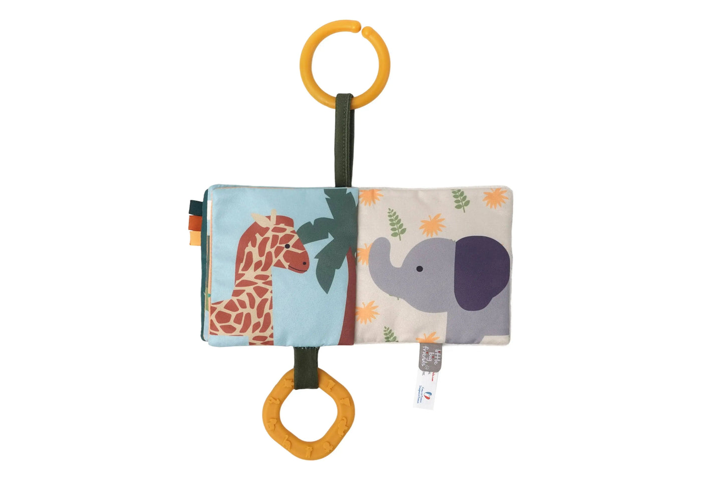 Baby toy with animal illustrations on a white background