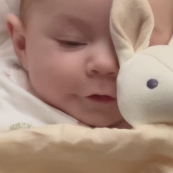 Video of cream bunny comforter