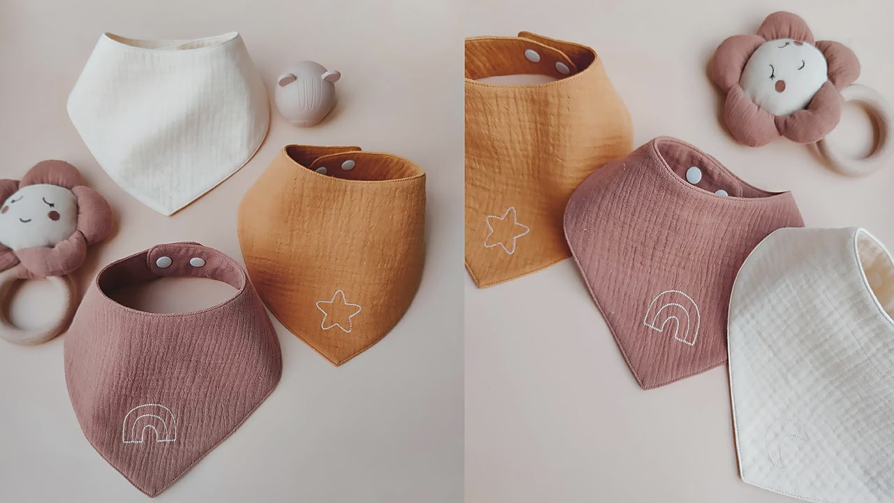 Video for muslin bandana style bibs