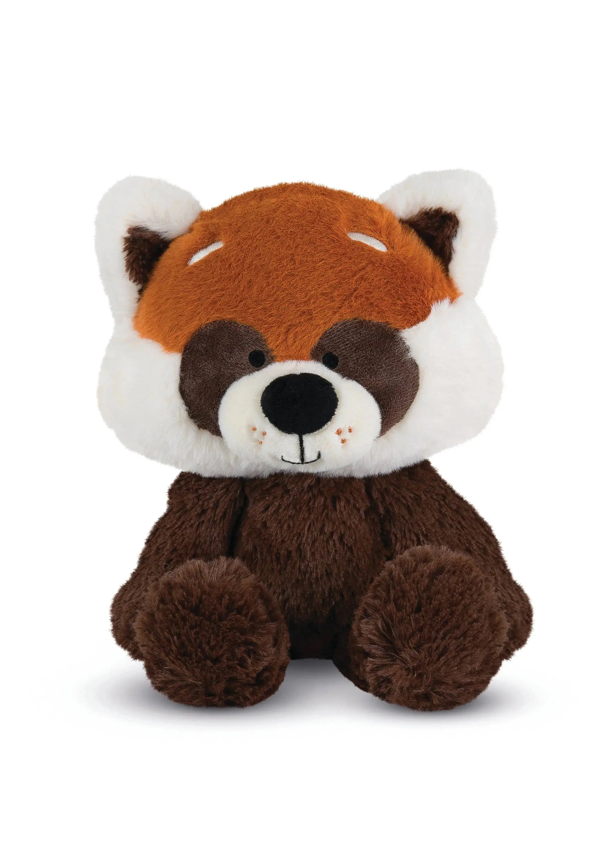 Plush toy red panda on a white background
