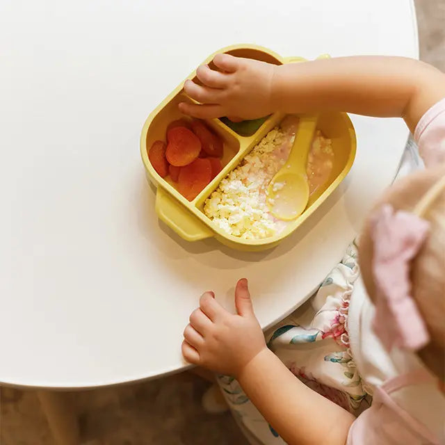 Square Silicone Suction Bowl with side handles.