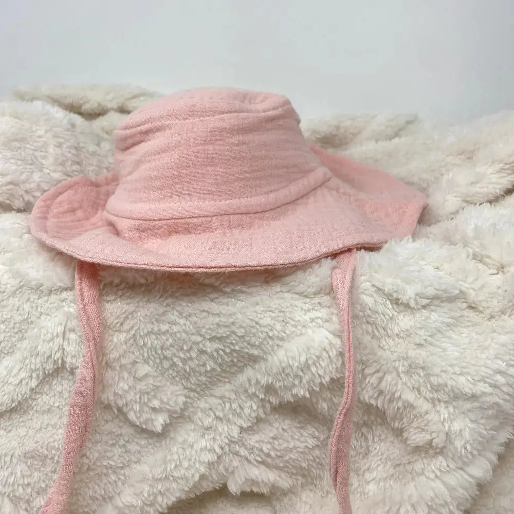 Pink muslin baby sun hat
