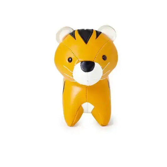 Toy tiger figure on a white background